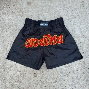 Muay Thai Boxing Kickboxing Short Mens Sz XXL Black Red Orange Vintage